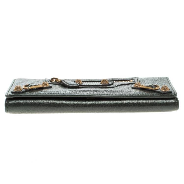 Pre Owned Balenciaga Grey Leather Classic Money Wallet