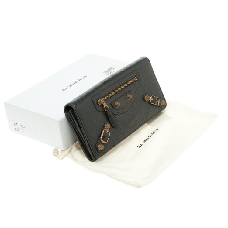 Pre Owned Balenciaga Grey Leather Classic Money Wallet