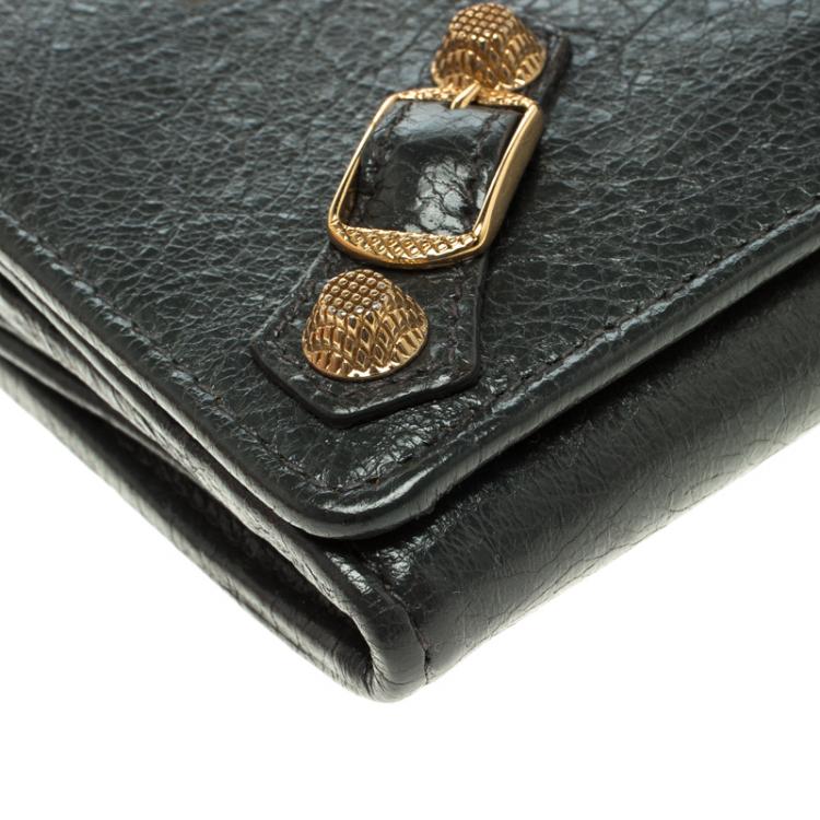 Pre Owned Balenciaga Grey Leather Classic Money Wallet