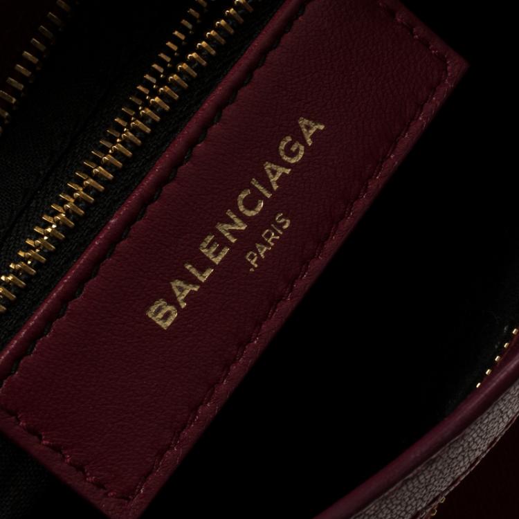 Pre Owned Balenciaga Marron Leather Mini Gold Hardware City Bag