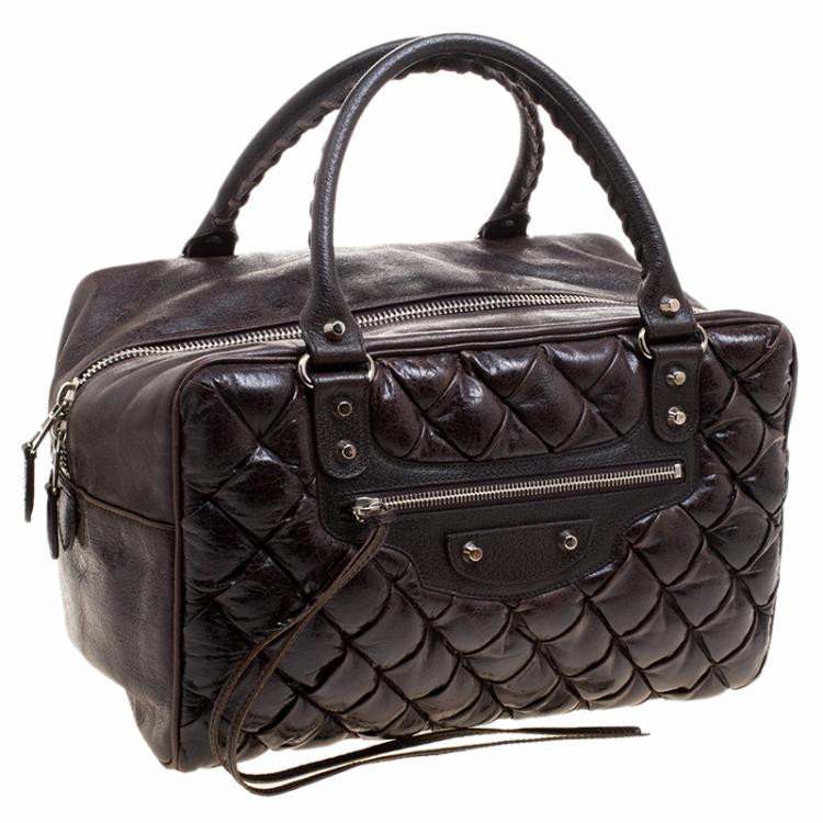 Pre Owned Balenciaga Charbon Matelasse Leather MM Bag