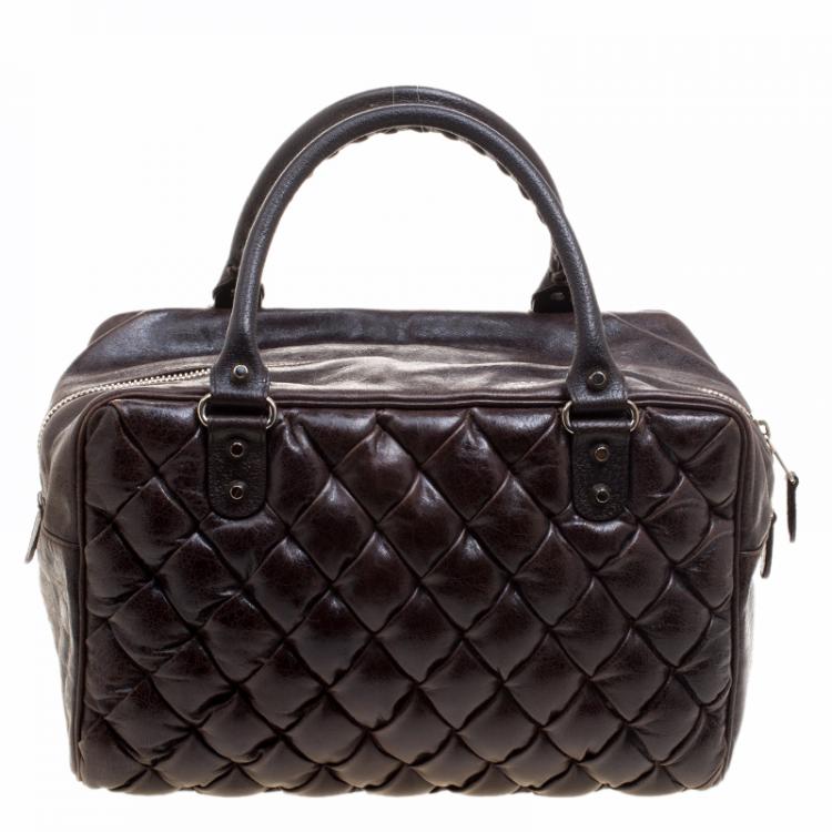 Pre Owned Balenciaga Charbon Matelasse Leather MM Bag