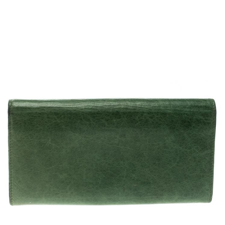 Pre Owned Balenciaga Green Leather Classic Money RGH Continental Wallet