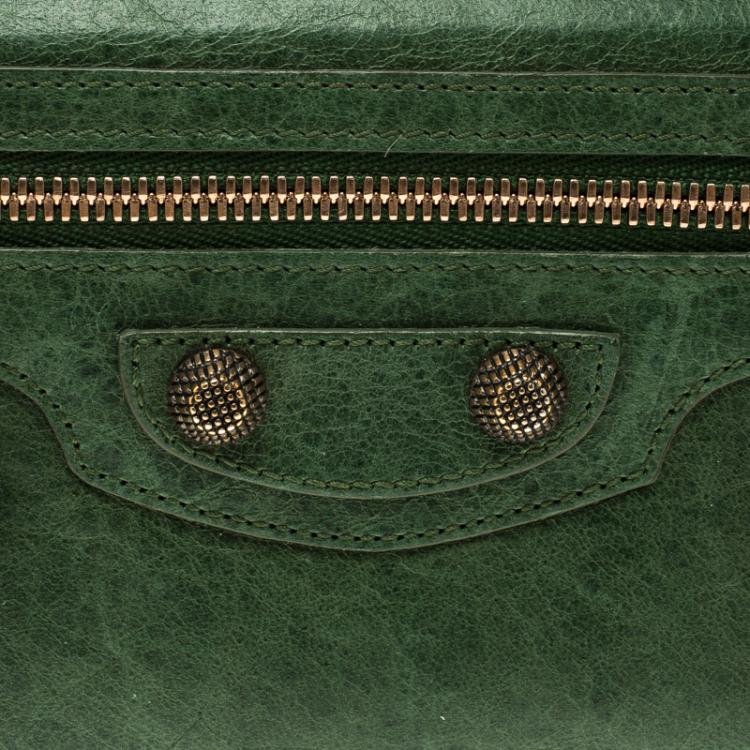 Pre Owned Balenciaga Green Leather Classic Money RGH Continental Wallet