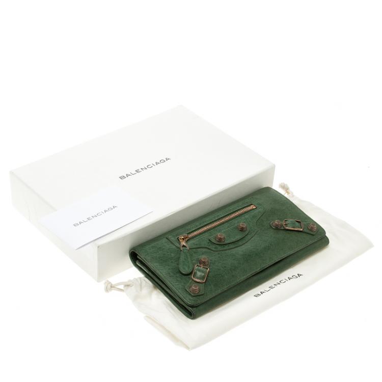 Pre Owned Balenciaga Green Leather Classic Money RGH Continental Wallet