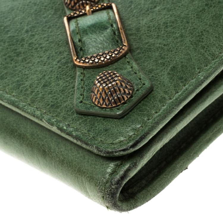 Pre Owned Balenciaga Green Leather Classic Money RGH Continental Wallet