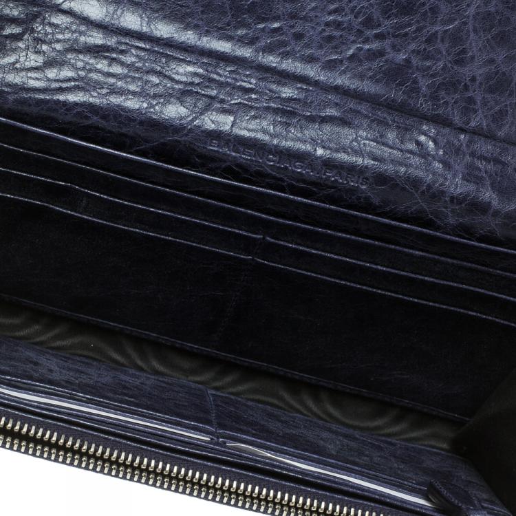 Pre Owned Balenciaga Electric Blue Leather Classic Money Continental Wallet