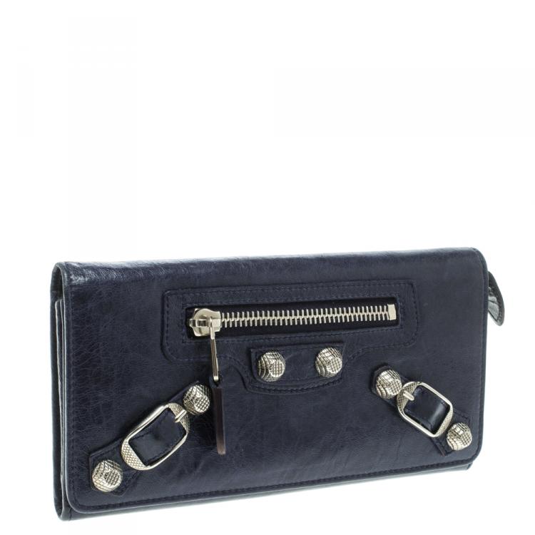 Pre Owned Balenciaga Electric Blue Leather Classic Money Continental Wallet