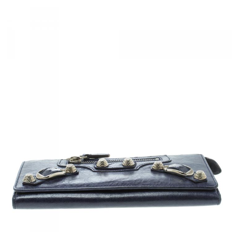 Pre Owned Balenciaga Electric Blue Leather Classic Money Continental Wallet