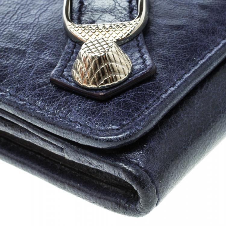 Pre Owned Balenciaga Electric Blue Leather Classic Money Continental Wallet