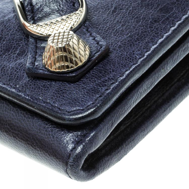 Pre Owned Balenciaga Electric Blue Leather Classic Money Continental Wallet