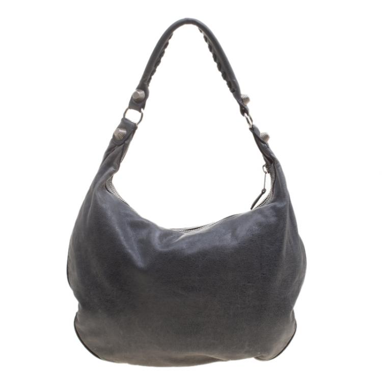 Pre Owned Balenciaga Grey Leather Giant Hobo