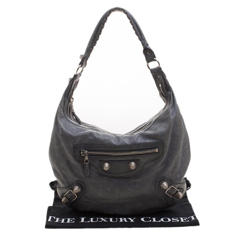 Pre Owned Balenciaga Grey Leather Giant Hobo