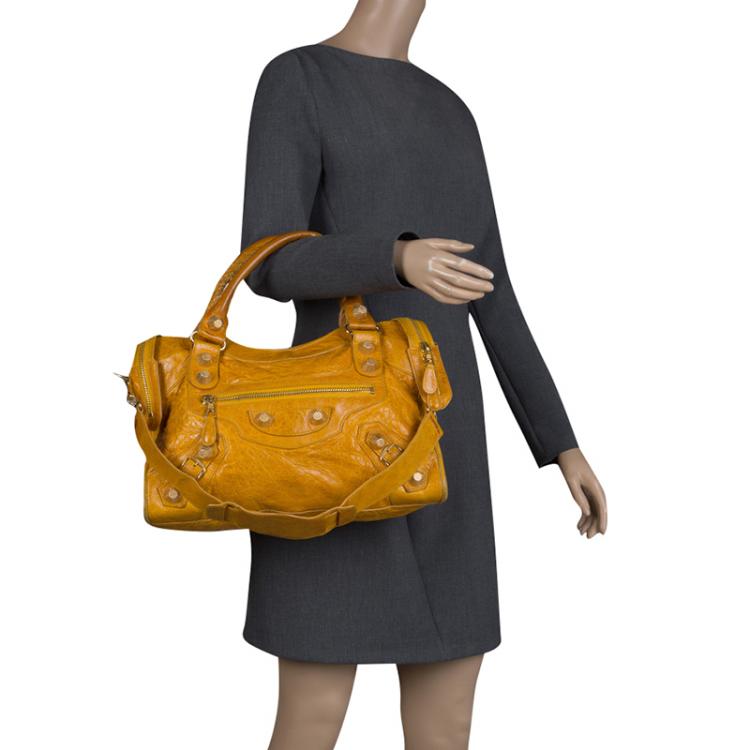 Balenciaga Giant City Yellow Lambskin Silver Hardware handbag w strap  eBay
