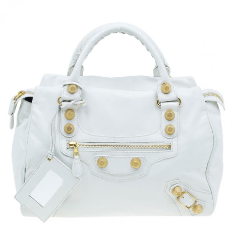 Balenciaga White Leather Giant Midday Bag Balenciaga | The Luxury Closet