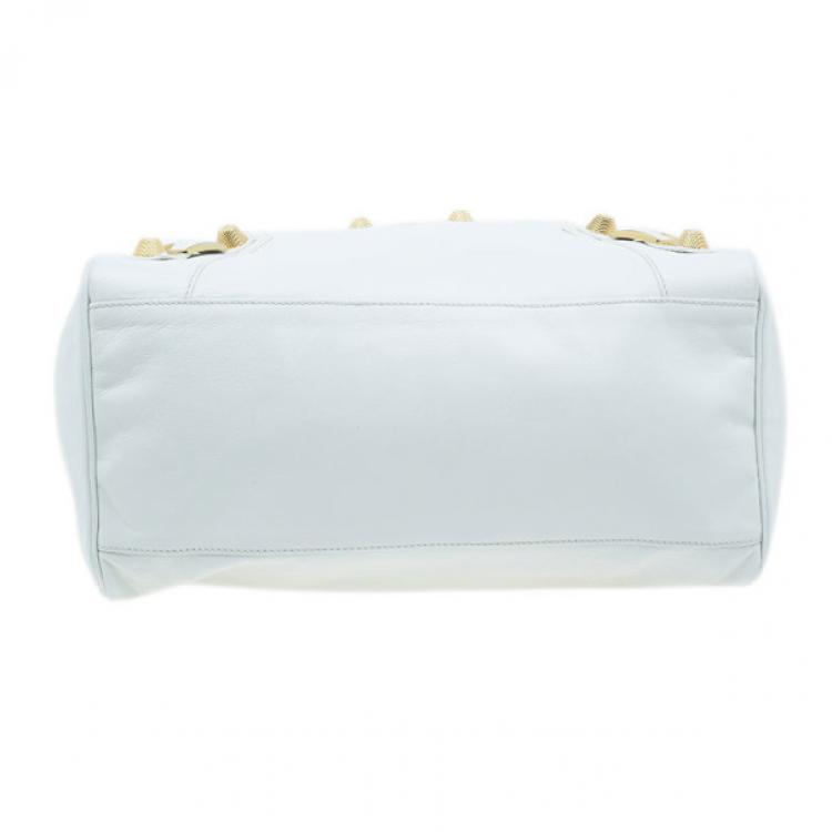 Pre Owned Balenciaga White Leather Giant Midday Bag