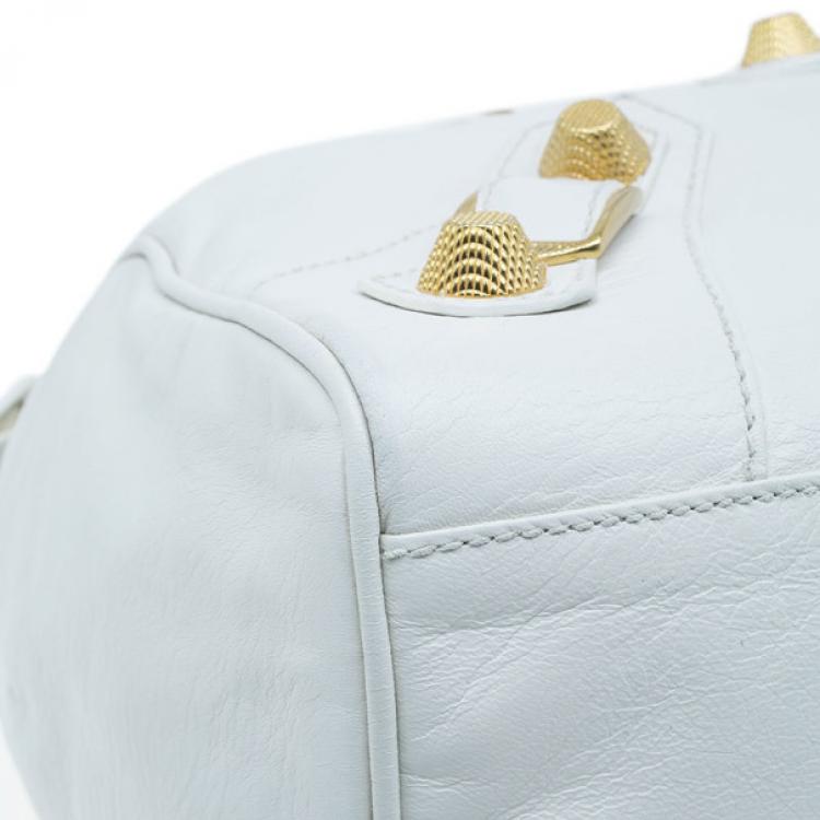 Pre Owned Balenciaga White Leather Giant Midday Bag