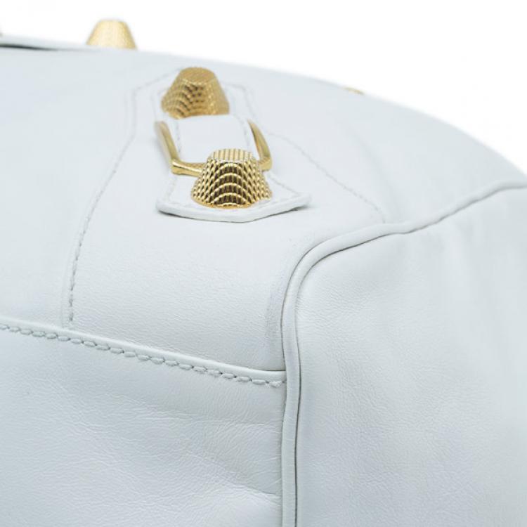 Pre Owned Balenciaga White Leather Giant Midday Bag