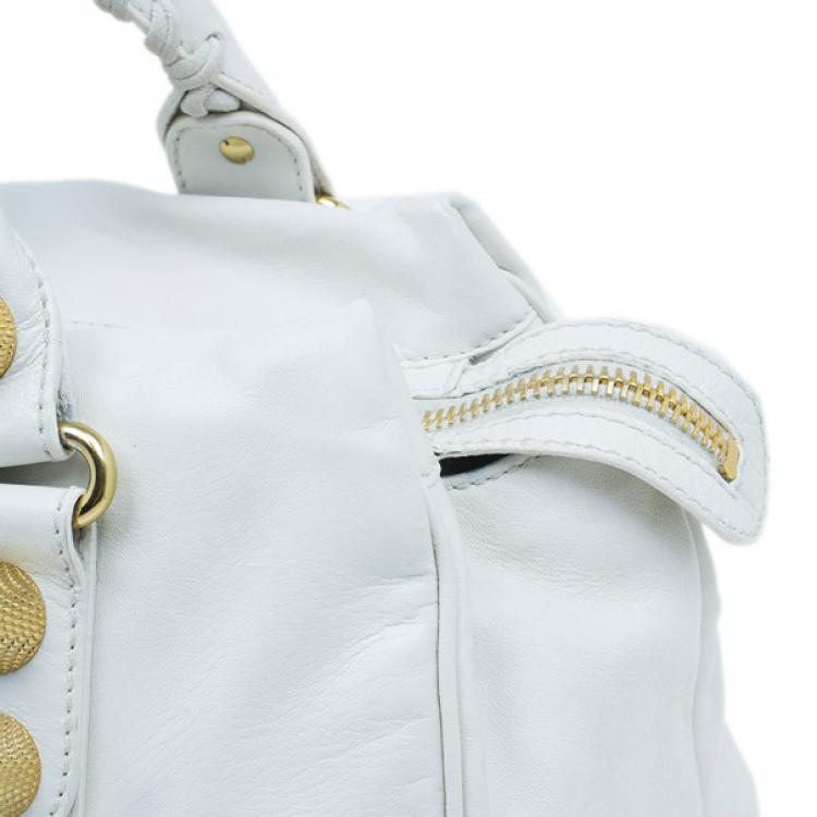 Pre Owned Balenciaga White Leather Giant Midday Bag