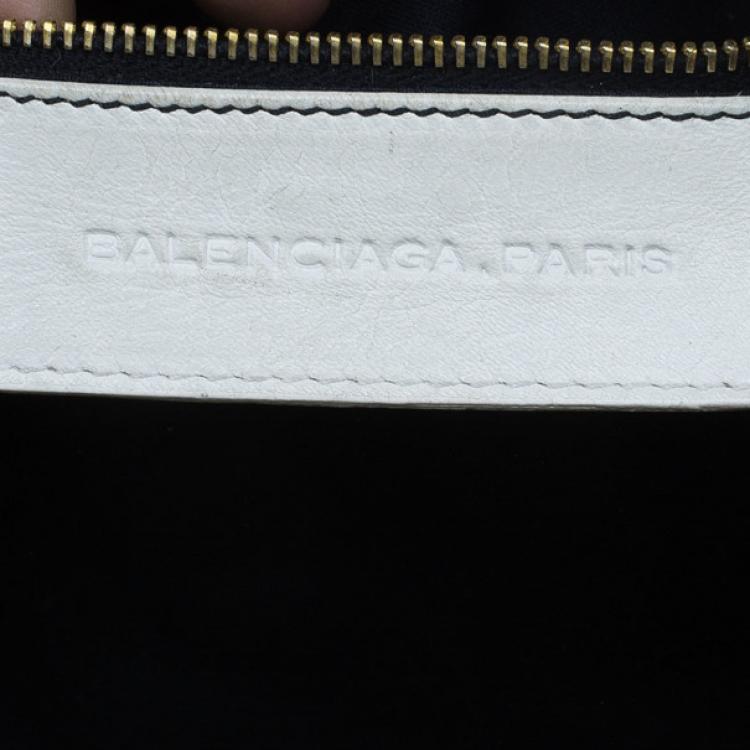 Pre Owned Balenciaga White Leather Giant Midday Bag
