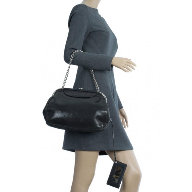 Pre Owned Balenciaga Black Leather Frame Bag