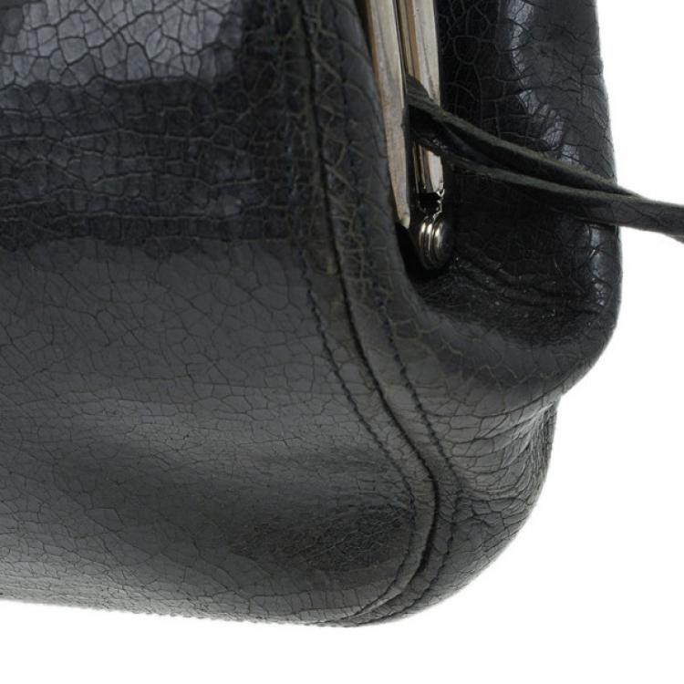 Pre Owned Balenciaga Black Leather Frame Bag