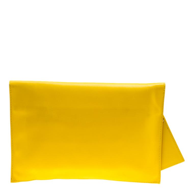 Pre Owned Balenciaga Curry Leather Padlock Clutch