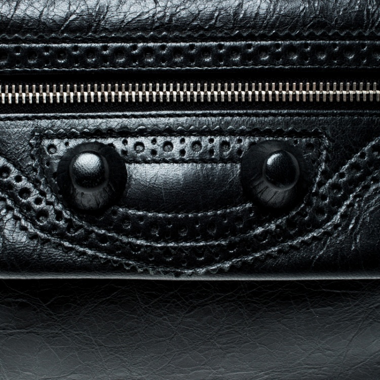 Pre Owned Balenciaga Black Leather Giant Envelope Flap Clutch