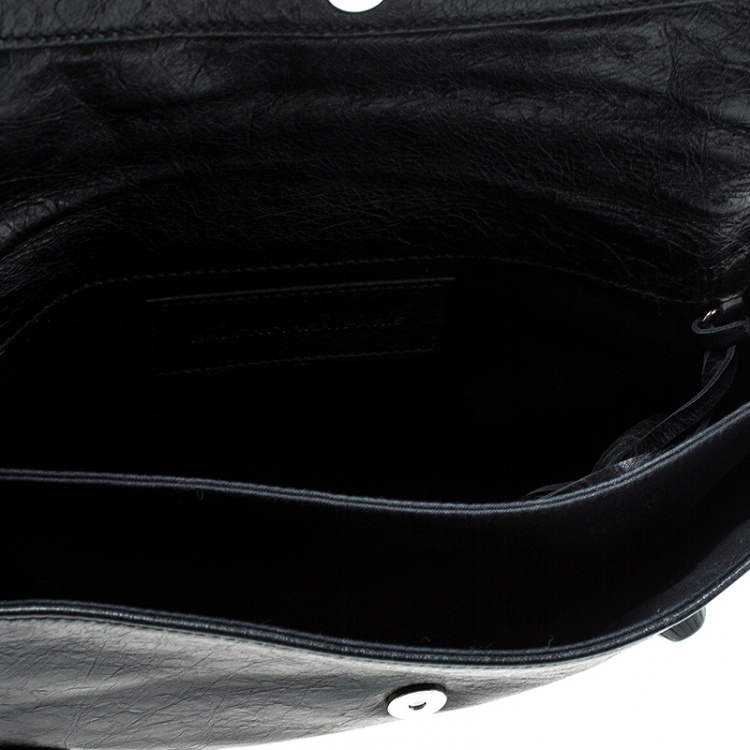 Pre Owned Balenciaga Black Leather Giant Envelope Flap Clutch