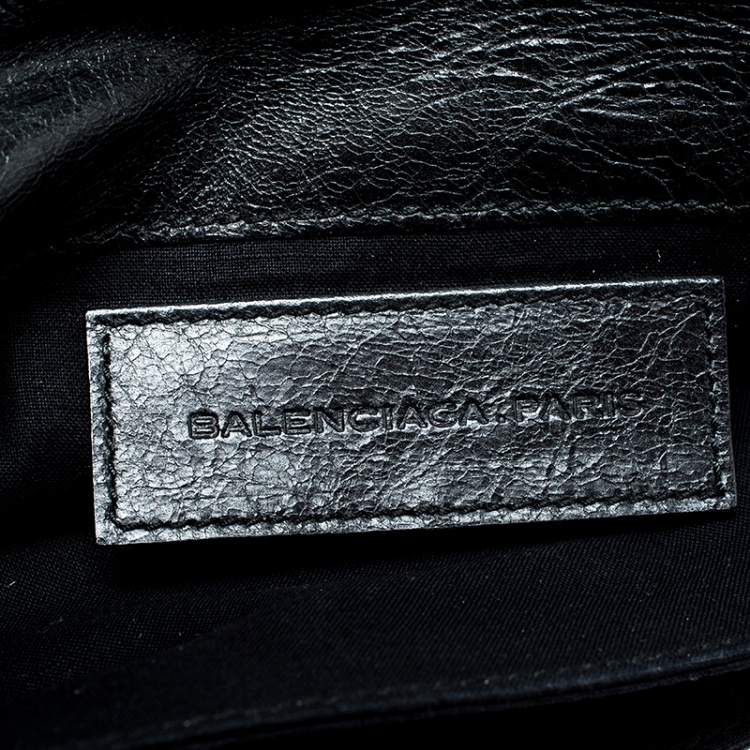 Pre Owned Balenciaga Black Leather Giant Envelope Flap Clutch