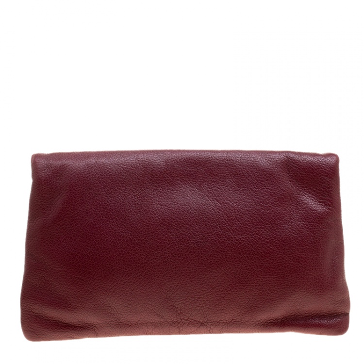 Pre Owned Balenciaga Bordeaux Leather Giant 12 Gold Hardware Envelope Clutch