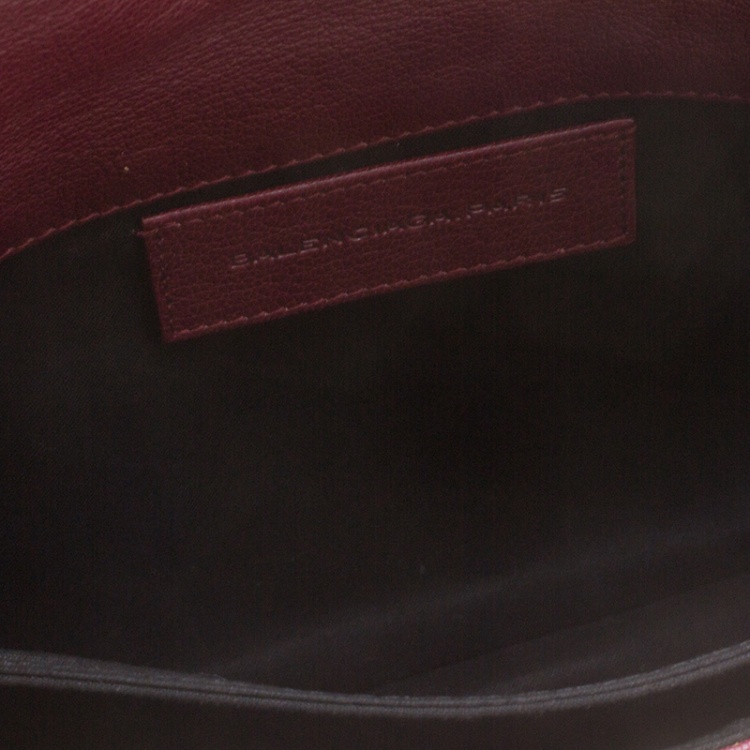 Pre Owned Balenciaga Bordeaux Leather Giant 12 Gold Hardware Envelope Clutch