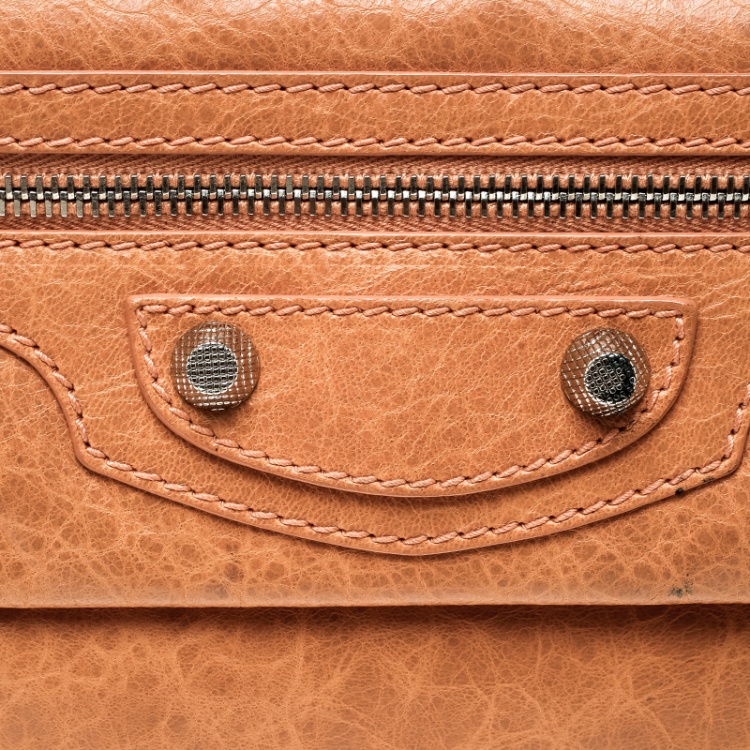Pre Owned Balenciaga Caramel Leather Silver Hardware Envelope Clutch