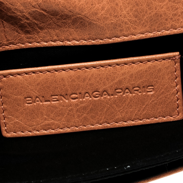 Pre Owned Balenciaga Caramel Leather Silver Hardware Envelope Clutch