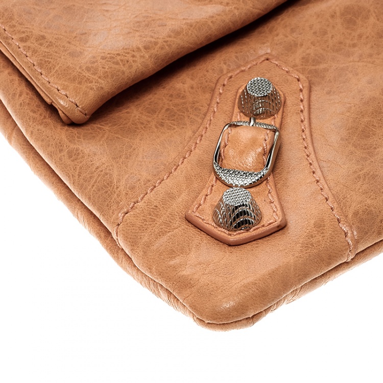 Pre Owned Balenciaga Caramel Leather Silver Hardware Envelope Clutch