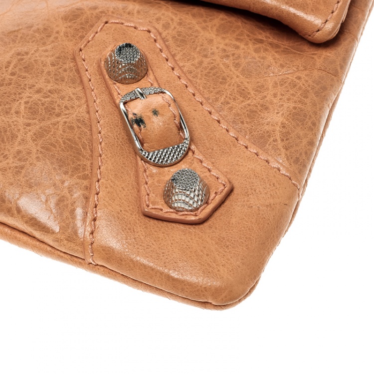 Pre Owned Balenciaga Caramel Leather Silver Hardware Envelope Clutch