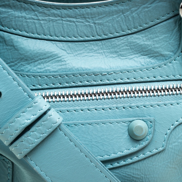 Pre Owned Balenciaga Vert Jade Leather Mini Covered Hardware City Bag