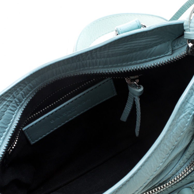 Pre Owned Balenciaga Vert Jade Leather Mini Covered Hardware City Bag