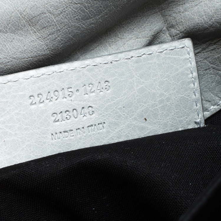 Pre Owned Balenciaga Grey Leather RH Foldover Clutch