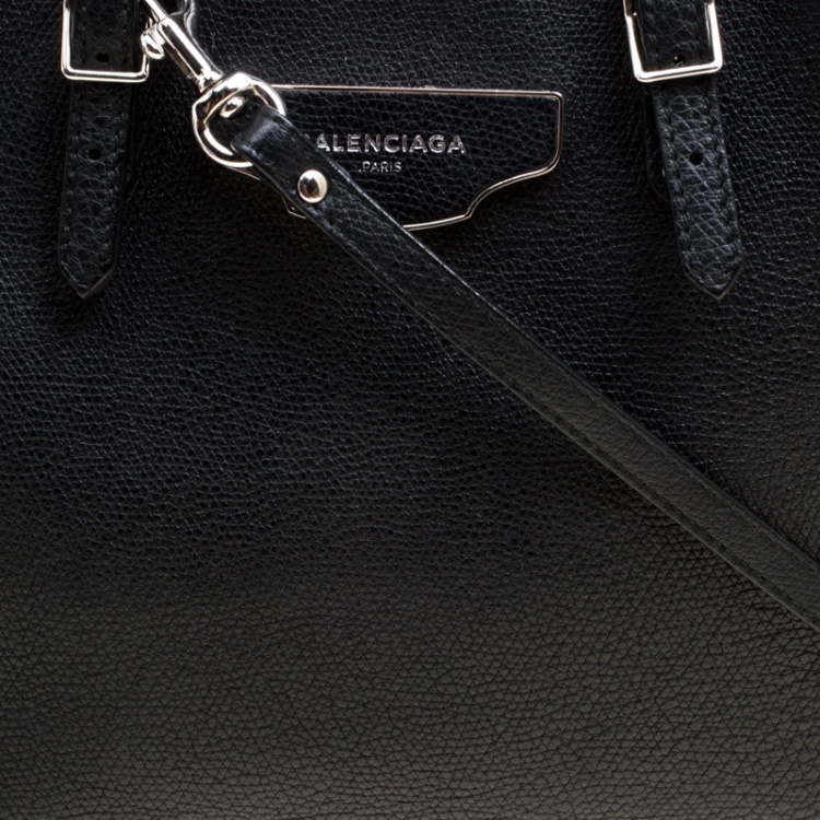 Pre Owned Balenciaga Black Leather Papier A6 Zip Top Handle Bag 