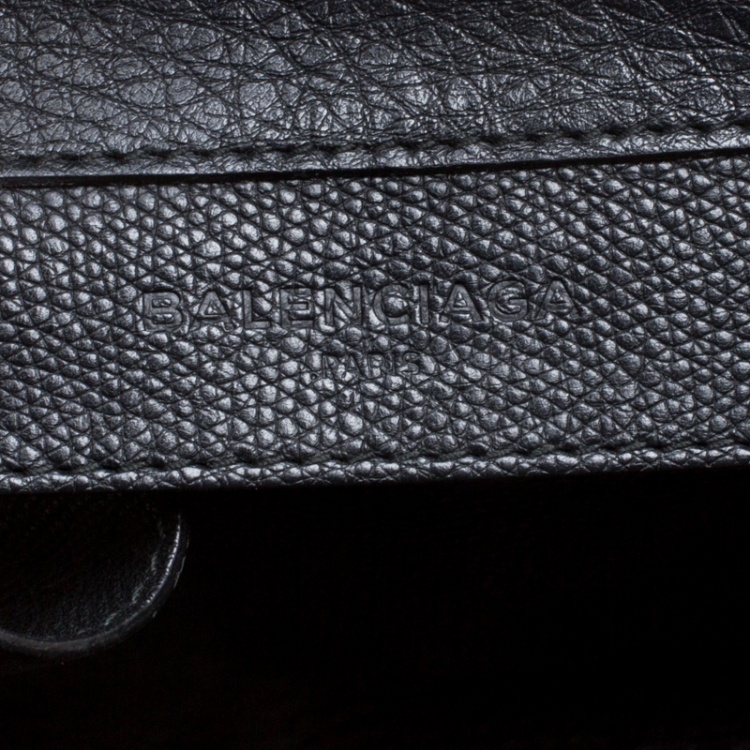 Pre Owned Balenciaga Black Leather Papier A6 Zip Top Handle Bag 