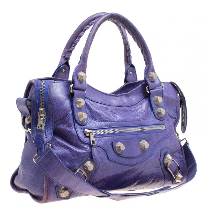 Pre Owned Balenciaga Lavander Leather Classic City Top Handle Bag