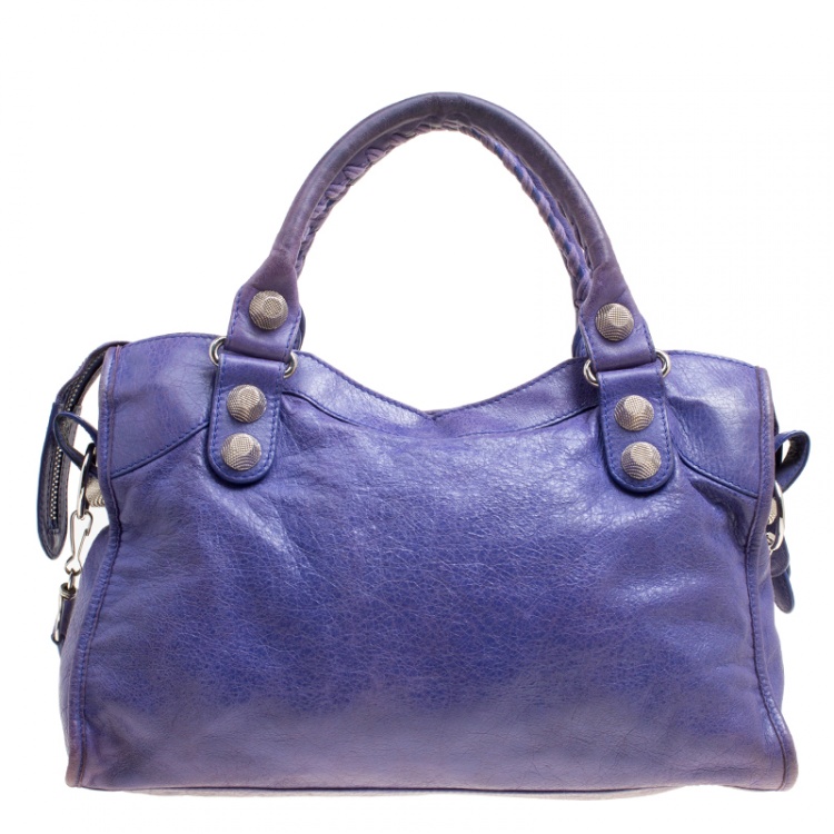Pre Owned Balenciaga Lavander Leather Classic City Top Handle Bag