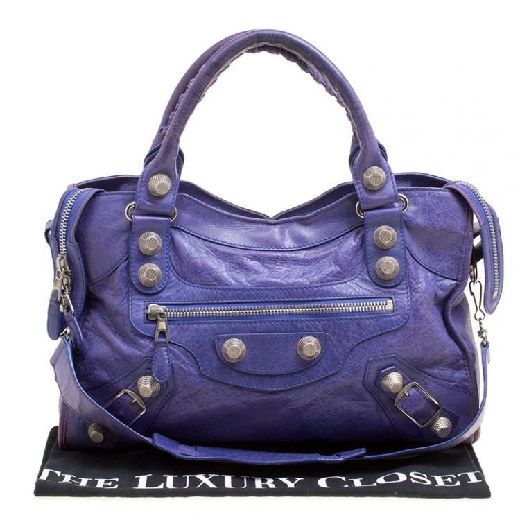 Pre Owned Balenciaga Lavander Leather Classic City Top Handle Bag