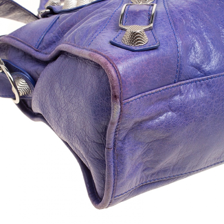 Pre Owned Balenciaga Lavander Leather Classic City Top Handle Bag