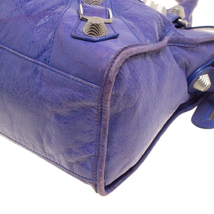 Pre Owned Balenciaga Lavander Leather Classic City Top Handle Bag