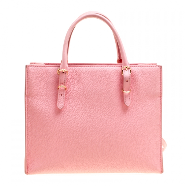 Pre Owned Balenciaga Pink Leather Mini Metallic Papier A4 Top Handle Bag