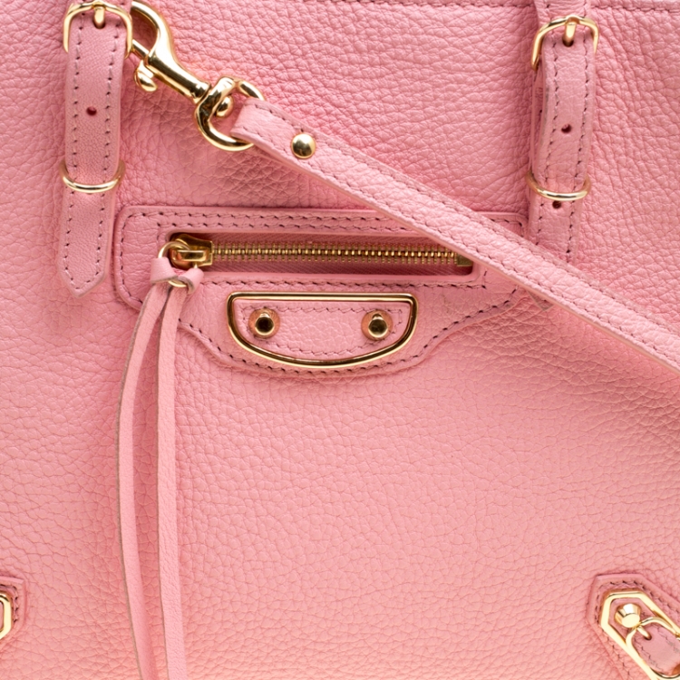Pre Owned Balenciaga Pink Leather Mini Metallic Papier A4 Top Handle Bag
