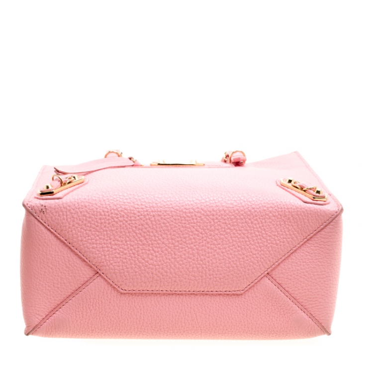 Pre Owned Balenciaga Pink Leather Mini Metallic Papier A4 Top Handle Bag