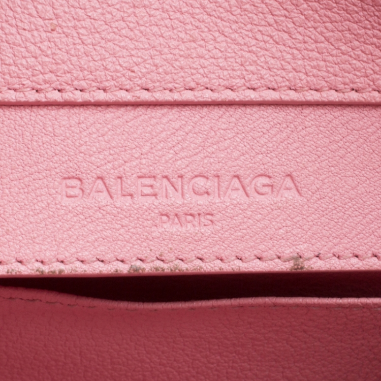 Pre Owned Balenciaga Pink Leather Mini Metallic Papier A4 Top Handle Bag